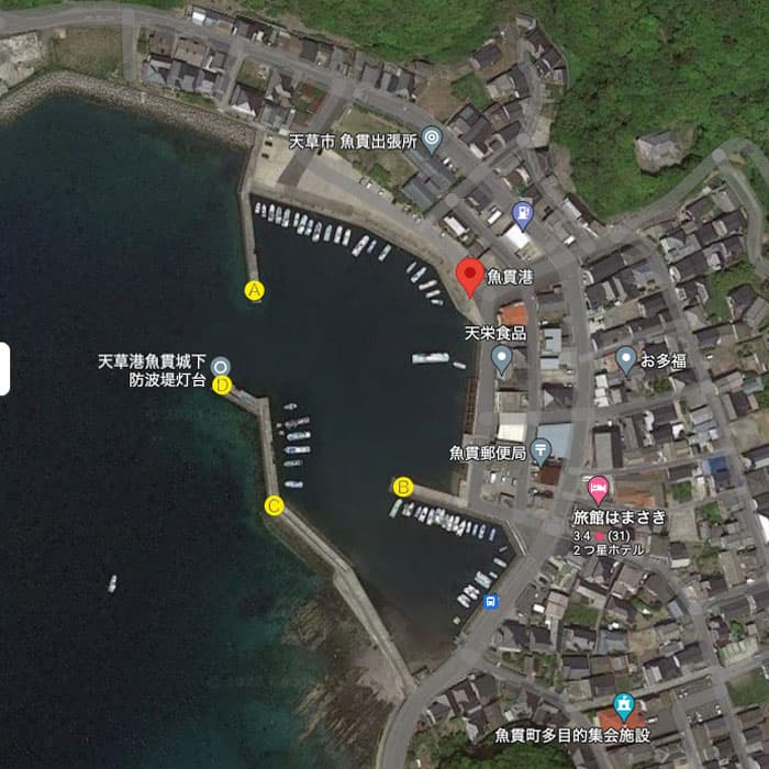 牛深市魚貫港釣り座の写真